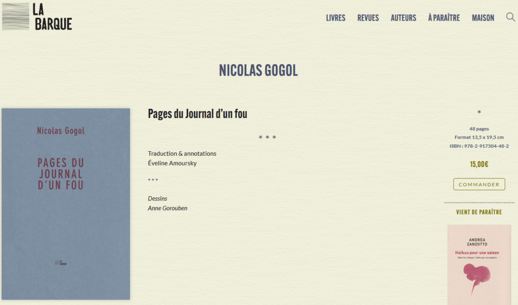 Article la barque nicolas gogol