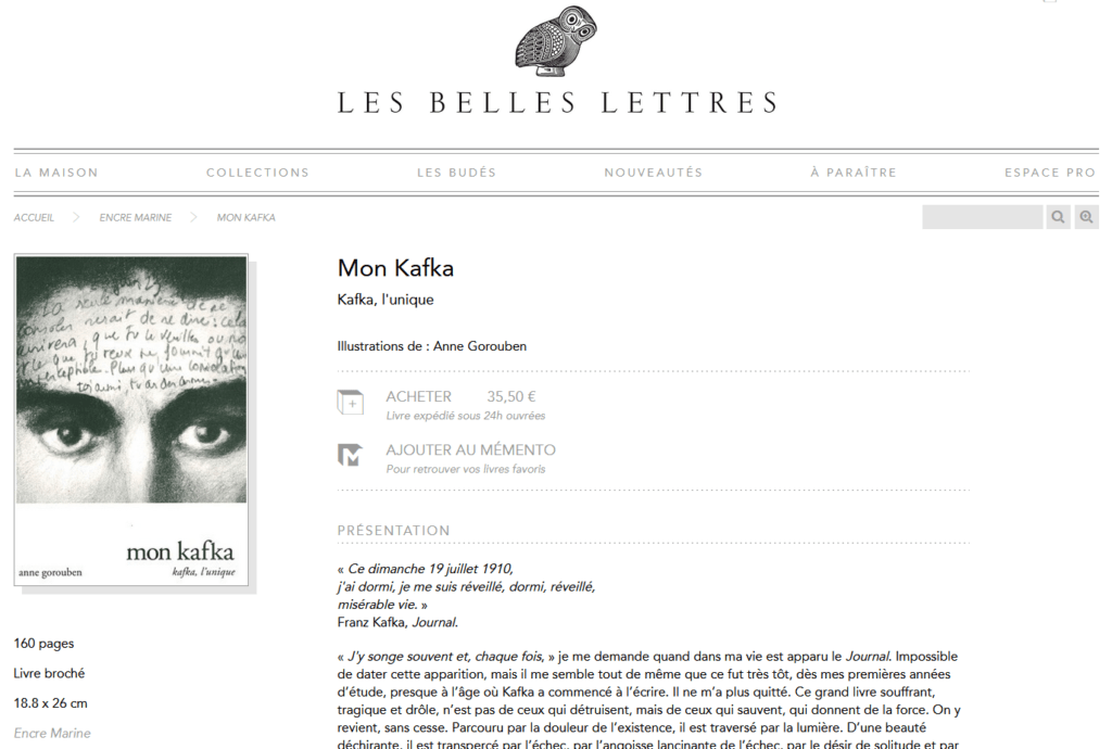 Article les belles lettres mon kafka