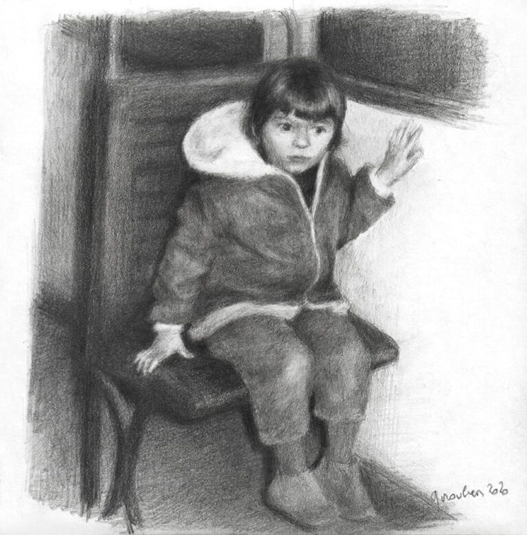 Anne Gorouben, Seigneur ! Sauve les petits enfants-confinement 2020-crayon-15x15.2cm