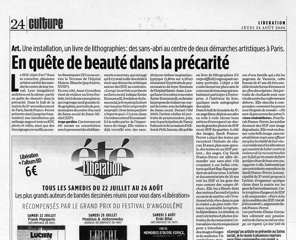 2006 LIBÉRATION EN QUÊTE DE BEAUTÉ DANS LA PRÉCARITÉ