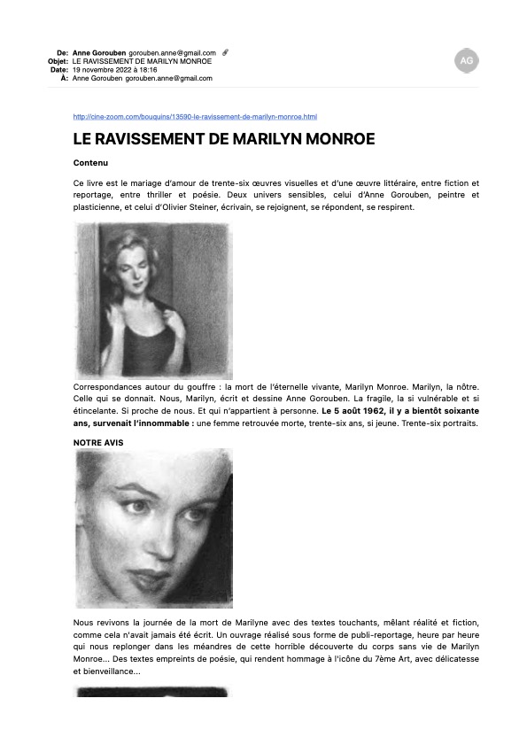 2022 CINÉ ZOOM LE RAVISSEMENT DE MARILYN MONROE