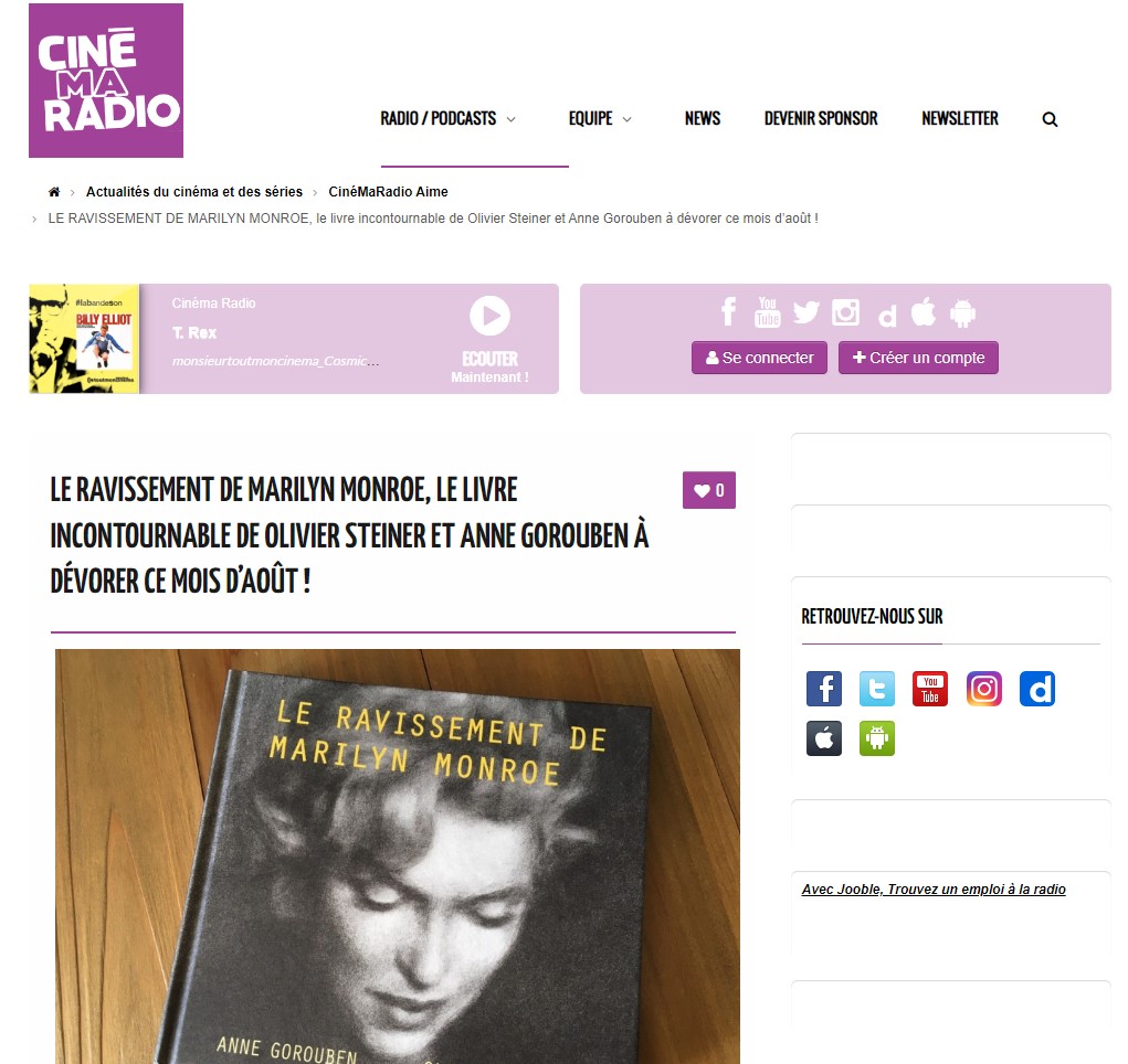 2022 Cinéma Radio Canada le ravissement de Marilyn Monroe